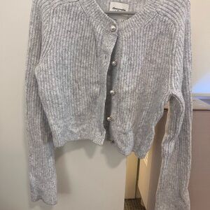 Abercrombie & Fitch Light Gray Pearl Button Women's Cardigan
